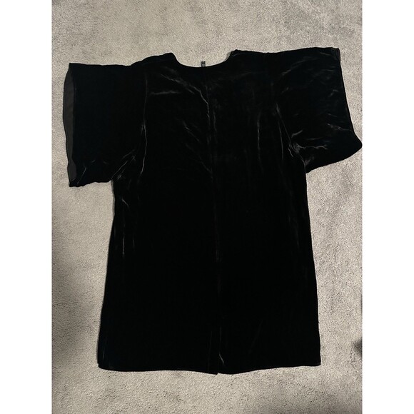 Eileen Fisher $338 V Neck Kimono Dress L Velvet Black Knee Length Party Holiday - Picture 7 of 9